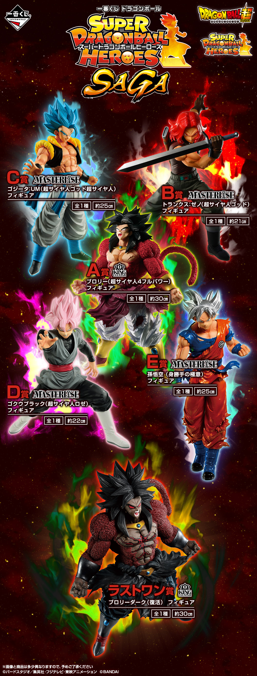 一番くじ ドラゴンボール Super Dragonball Heroes Saga ブロリー Ss４フルパワー トランクス ゼノ Ssゴッド ゴジータ Um Ssgss ゴクウブラック Ssロゼ 孫悟空 身勝手の極意 フィギュア公開 年最新ドラゴンボールフィギュア情報 オモチャラ